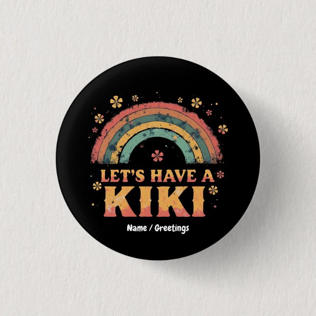 Funny "Let's have a Kiki" LGBT Trans Gender Retro Button (Vorderseite)