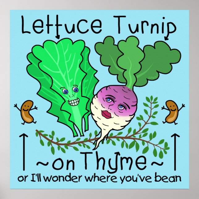 Funny Lettuce Turnip Thyme Vegetable Pun Cartoon Poster (Vorne)