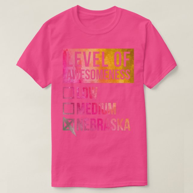 Funny Level of Awesomness Low Medium Gift Nebrask T-Shirt (Design vorne)