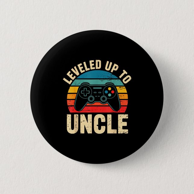 Funny Leveled Up To Uncle Video Gamers Gaming Cute Button (Vorderseite)