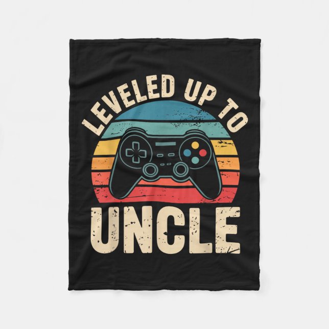 Funny Leveled Up To Uncle Video Gamers Gaming Cute Fleecedecke (Vorderseite)