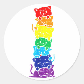 Funny LGBT Cat Stack Rainbow Gay Pride Geschenk fü Runder Aufkleber