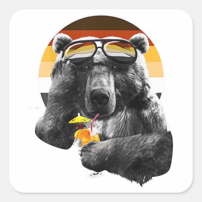 Funny LGBT Gay Bear Prix Quadratischer Aufkleber (Vorderseite)
