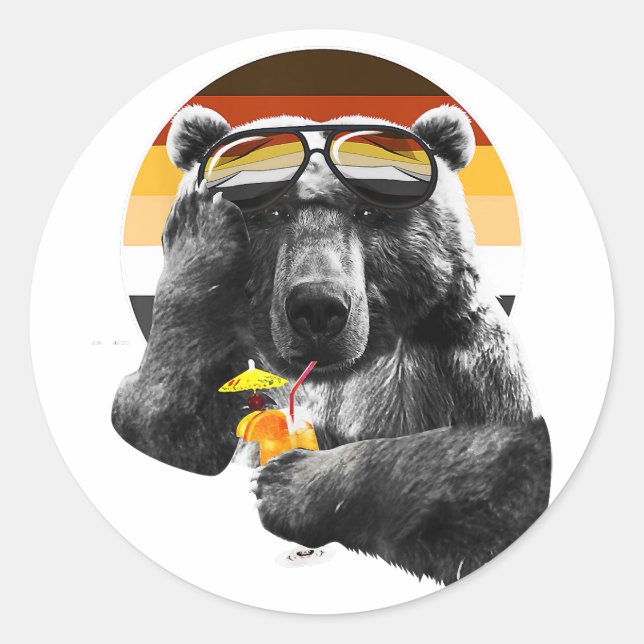 Funny LGBT Gay Bear Prix Runder Aufkleber (Vorderseite)