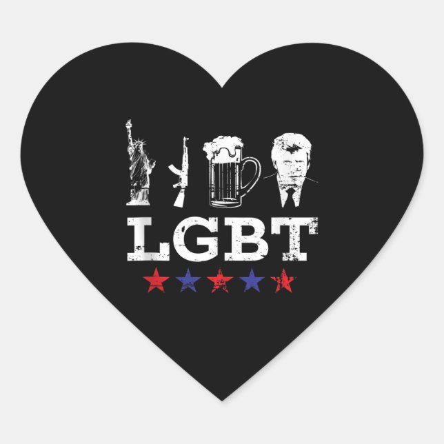 Funny LGBT Liberty Beer Trump Funny LGBT Herz-Aufkleber (Vorderseite)