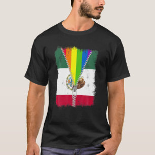 Funny LGBT Mexico Flag Zip Rainbow Mexicanisches G T-Shirt
