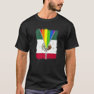Funny LGBT Mexico Flag Zip Rainbow Mexicanisches G T-Shirt