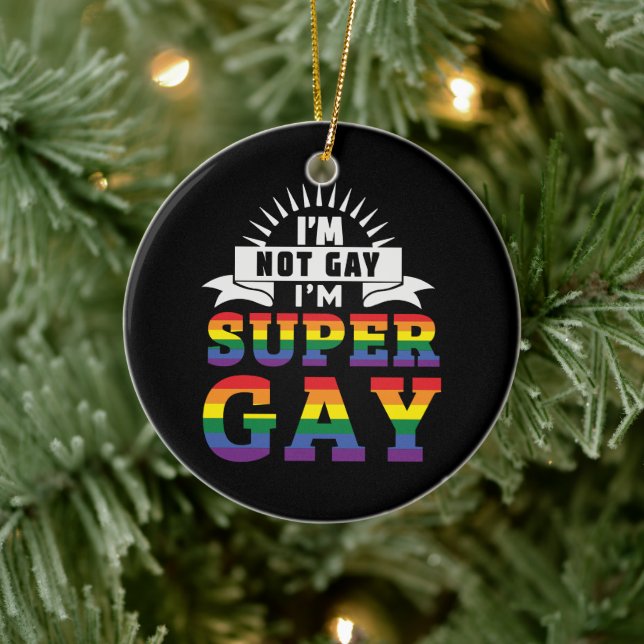 Funny LGBTQ | Ich bin Super Gay | GAY PRIDE Keramik Ornament (Baum)