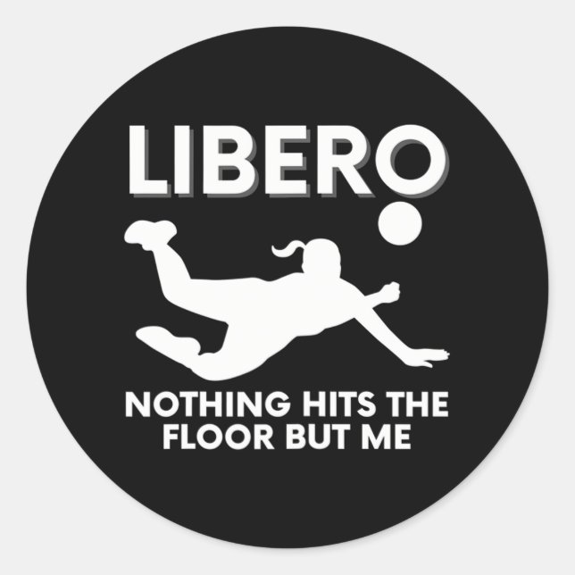 Funny Libero Volleyball Player Runder Aufkleber (Vorderseite)