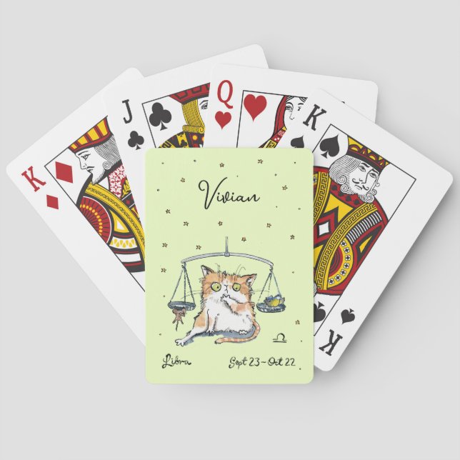 Funny Libra Zodiac Cat Star Sternzeichen Horoskop Spielkarten (Rückseite)