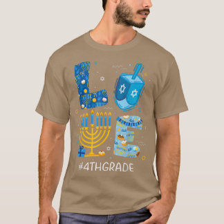 Funny LIEBE 4. Klasse Lehrer Menorah Jewish Hanukk T-Shirt