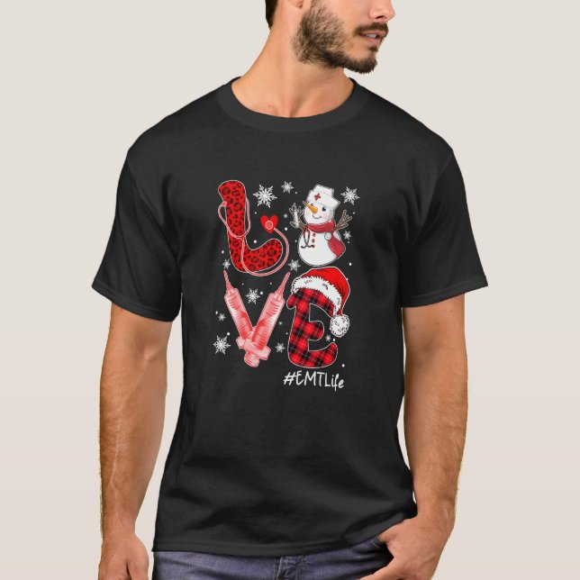 Funny Liebe Emt Life Nurse Stethoscope Leopard Chr T-Shirt (Vorderseite)