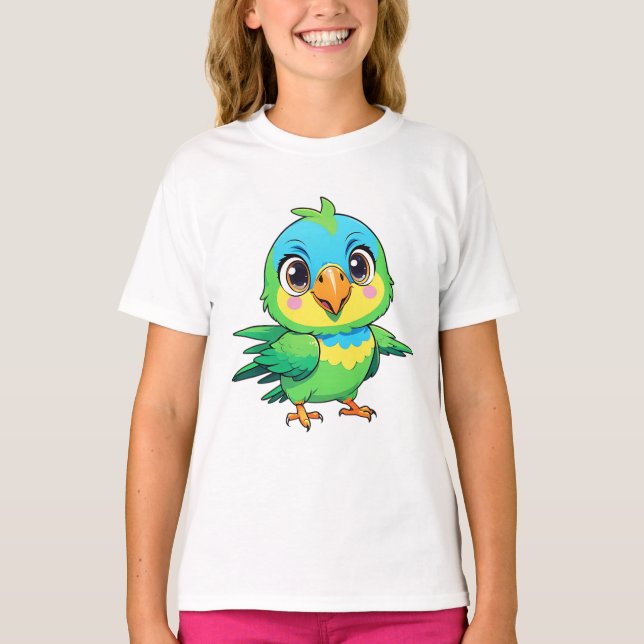 Funny Liebe Grüne Vögel T-Shirt (Vorderseite)