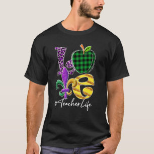 Funny Liebe Lehrer Leopard Mardi Gras Carnival Par T-Shirt