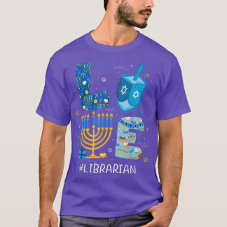 Funny LIEBE Librarian Teacher Menorah Jewish Hanuk T-Shirt