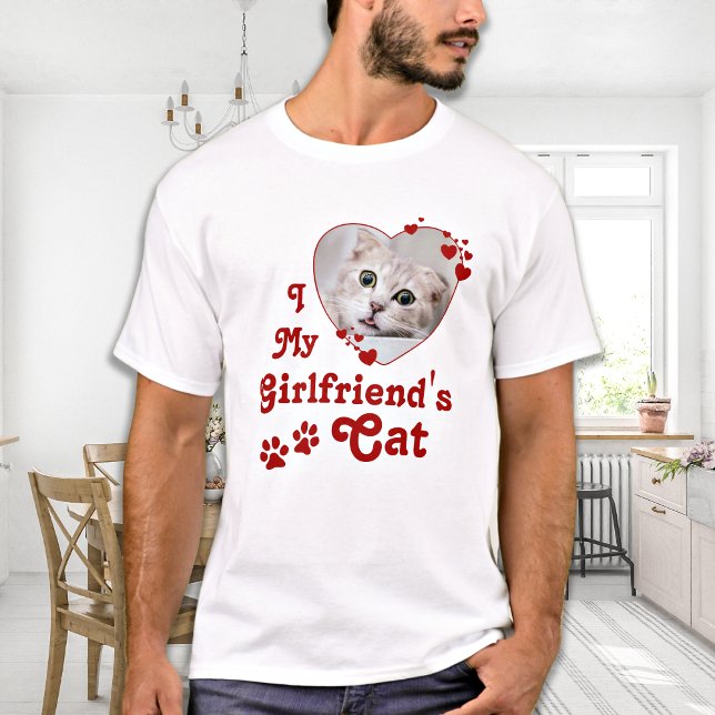 Funny Liebe Meine Freundin's Cat Custom Heart Foto T-Shirt (Von Creator hochgeladen)