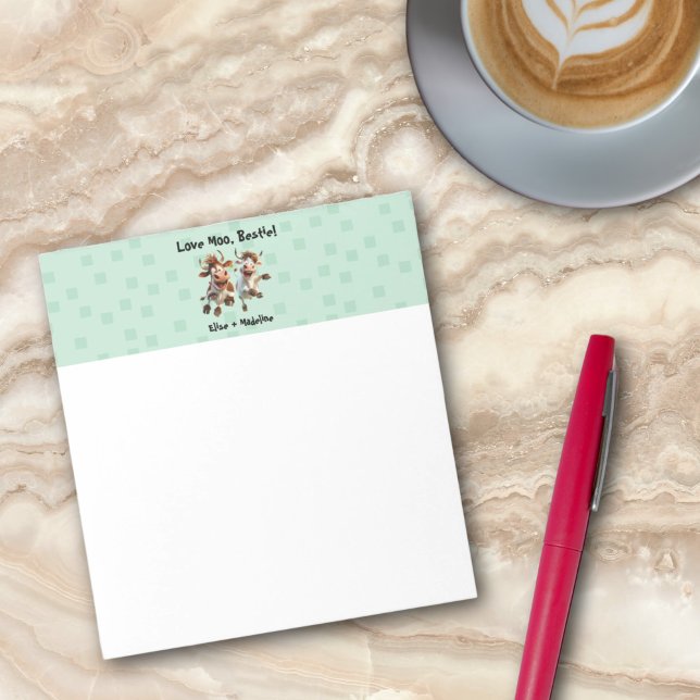 Funny "Liebe Moo Bestie" Personalisiert Notizblock (Funny “Love Moo Bestie” Personalized Best Friends Notepad)