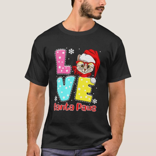 Funny LIEBE Santa Paws Christmas Cat Mops Ugly Chr T-Shirt (Vorderseite)
