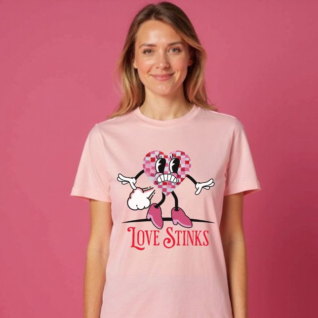 Funny Liebe Stinks Fargend Checkered Heart T-Shirt (Funny Love Stinks Farting Checkered Heart T-Shirt)