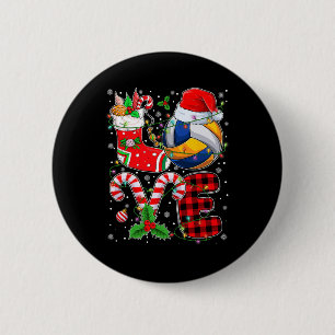 Funny Liebe Volleyball Ball Weihnachtsmannmütze We Button