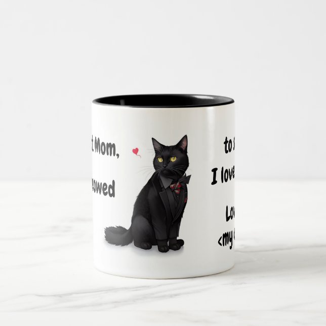 Funny Lieber Katze Mama Zitat Black Cat Personalis Zweifarbige Tasse (Mittel)