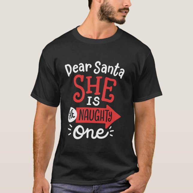 Funny Lieber Weihnachtsmann Sie ist die schmucke W T-Shirt (Vorderseite)