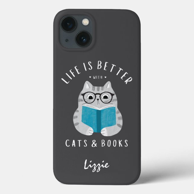 Funny Life ist besser mit Katzen und Büchern nach  Case-Mate iPhone Hülle (Rückseite)