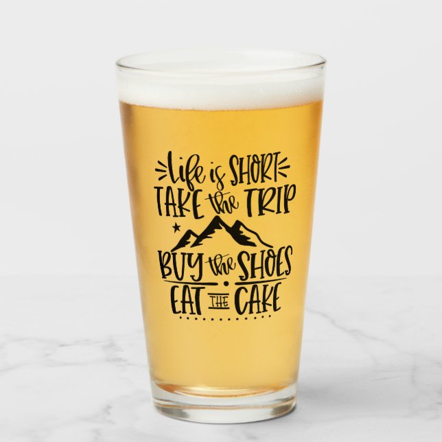 Funny LIfe ist Kurz Inspiration Text Glas (Vorne (Gefüllt))
