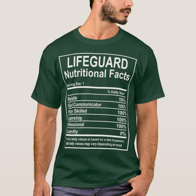 Funny Lifeguard Nutritional Facts Lifeguard T-Shirt (Vorderseite)