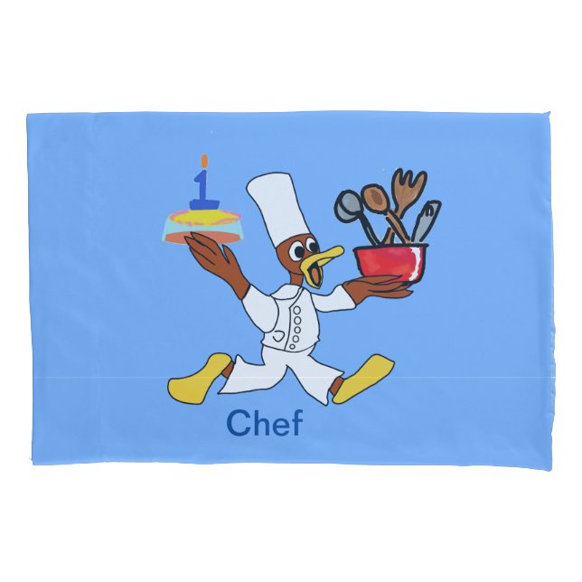 Funny Light Blue Koch Ducky Kazoo Pillowcase Kissenbezug (Vorderseite)