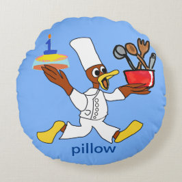 Funny Light Blue Köche Ducky Kazoo Round Pillow Rundes Kissen