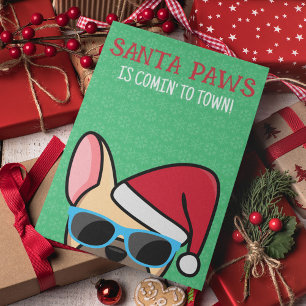 Funny Light Fawn Frenchie Santa Paws Weihnachten Karte