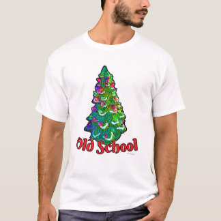 Funny Lighted Old School Weihnachtsbaum Slogan T-Shirt
