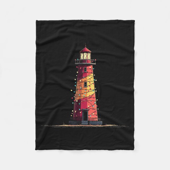 Funny Lighthouse Christmas Graphics Lights Lover  Fleecedecke (Vorderseite)