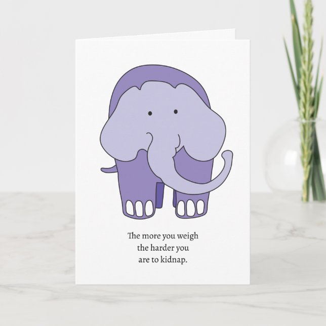 Funny Lila Elephant Birthday Card Karte (Vorderseite)