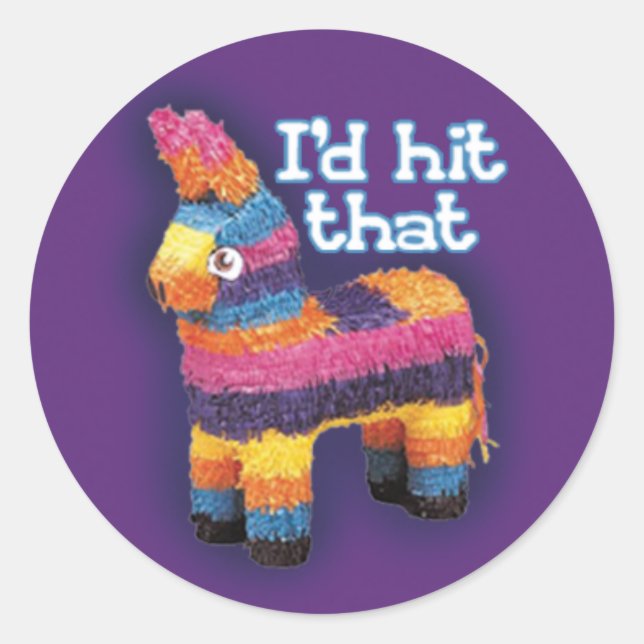 Funny Lila Pinata Donkey Ich würde diesen Geburtst Runder Aufkleber (Vorderseite)