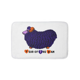 Funny Lila Ram Chinese Year Zodiac Bath Mat Badematte