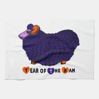 Funny Lila Ram Chinese Year Zodiac Kittuch Geschirrtuch