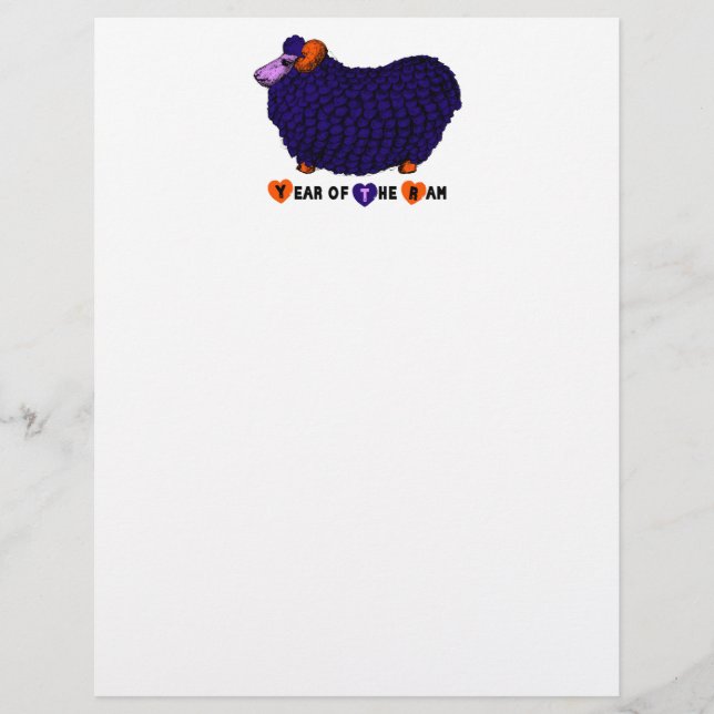Funny Lila Ram Chinese Year Zodiac Letterhead (Vorderseite)