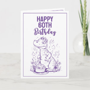 Funny Lila & White Trex Husband 60. Geburtstag Karte