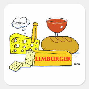 Funny Limburger Feinschmecker Cartoon Quadratischer Aufkleber