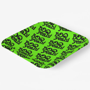 Funny Lime Green Booyeah! Crossed Eyes Halloween Pappteller