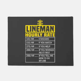 Funny Lineman Stundenrate Black Door Mat Fußmatte