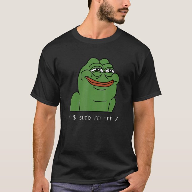 Funny Linux Meme Tux Sudo rm rf für Linux System T-Shirt (Vorderseite)