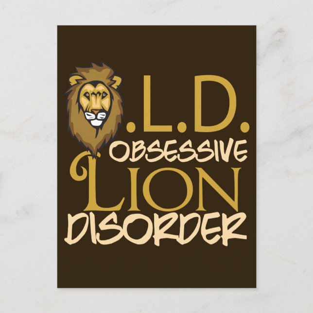 Funny Lion Gold auf Brown Postkarte (Vorderseite)