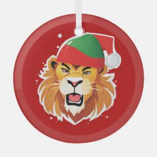 Funny Lion Safari Tiere Weihnachtskostüm Ornament Aus Glas