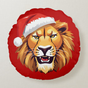 Funny Lion Safari Tiere Weihnachtskostüm Rundes Kissen