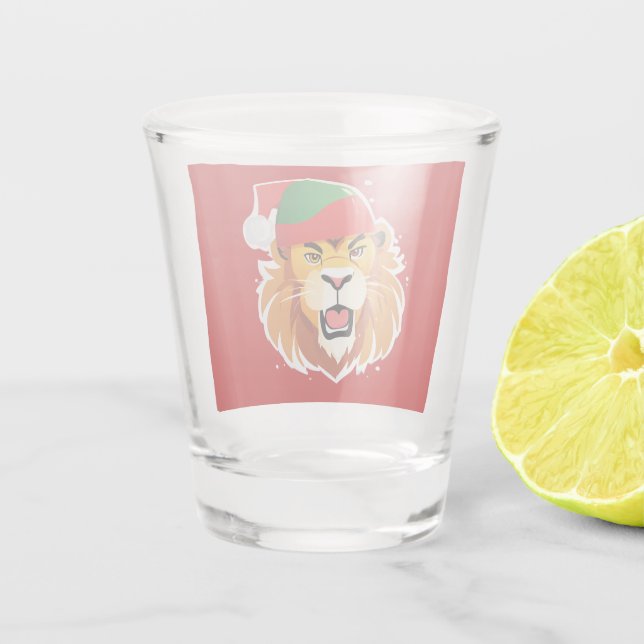 Funny Lion Safari Tiere Weihnachtskostüm Schnapsglas (Rückseite)