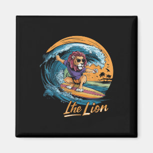 Funny Lion surfing Lion Sport Surfer Tiere Lover Magnet