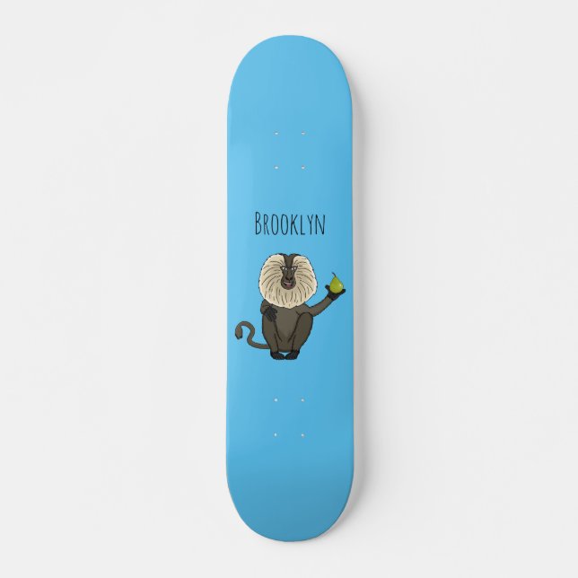 Funny lion tailed macaque monkey cartoon skateboard (Vorne)